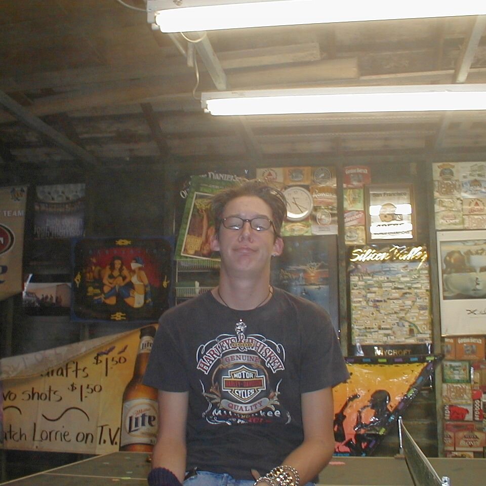 2000-06-30x22-20_Mike Mike in the ping-pong shed, At the shed on Ferguson Drive in Mountain View CA. It's torn down now.