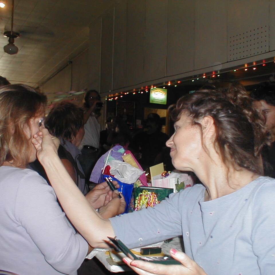 2000-07-03x17-27-59_Lee_Webster_and_Sue_Bonney Lee Webster and Sue Bonney at Lee's birthday party in the Bourbon One Lounge in Sunnyvale CA. True time and date.