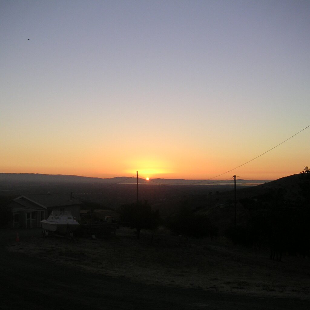 Jam_session_2004-08-08x05-11-59 Sunset at Charlie Jackson's home in the barn at 12780 Clayton Road, San Jose, CA. (It's a roofer now.) Yeah, the timestamps are wrong, it's not 5 AM.