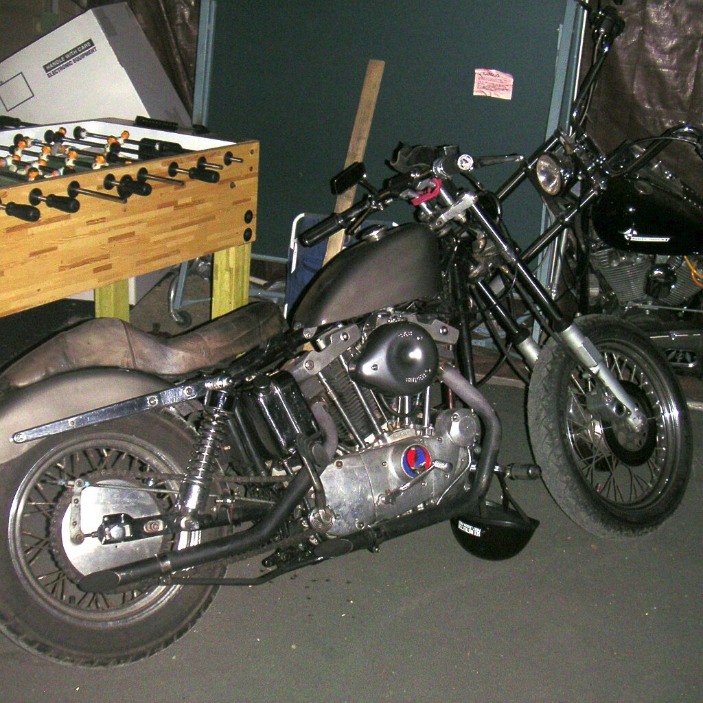 San_Jose_Blues-Festival_2005-05-14x10-10-37 Johnny Bird's Sportster at Charlie Jackson's pad in the barn at 12780 Clayton Road, San Jose, CA. (It's a roofer now.)