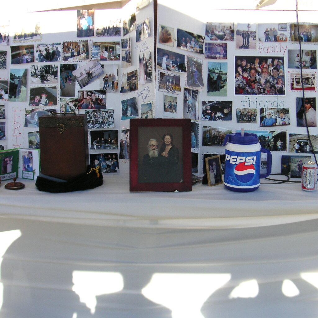 Don-s_wake_2006-07-15x18-19-00 The memory board at Don's wake at Charlie Jackson's home in the barn at 12780 Clayton Road, San Jose, CA. (It's a roofer now.)