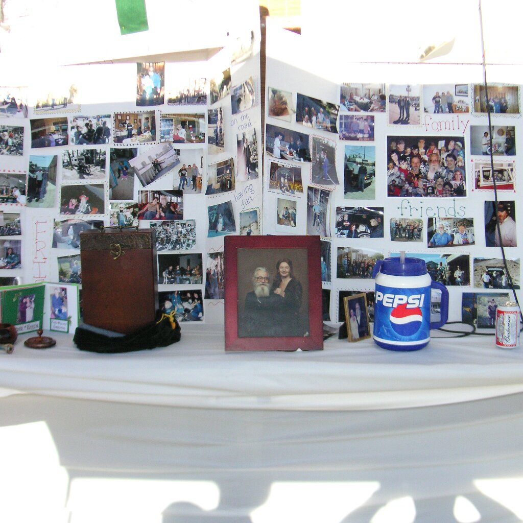 Don-s_wake_2006-07-15x18-19-05 The memory board at Don's wake at Charlie Jackson's home in the barn at 12780 Clayton Road, San Jose, CA. (It's a roofer now.)