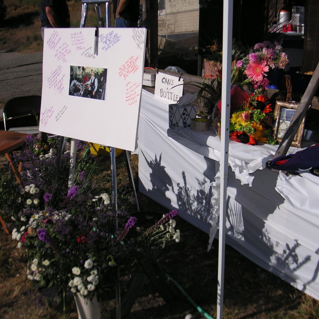 Don-s_wake_2006-07-15x18-19-11 The memorial at Don's wake at Charlie Jackson's home in the barn at 12780 Clayton Road, San Jose, CA. (It's a roofer now.)