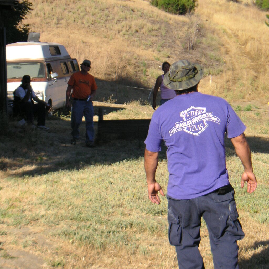 Don-s_wake_2006-07-15x18-24-10 Jeff at the horseshoe pit, at Don's wake at Charlie Jackson's home in the barn at 12780 Clayton Road, San Jose, CA. (It's a roofer now.)